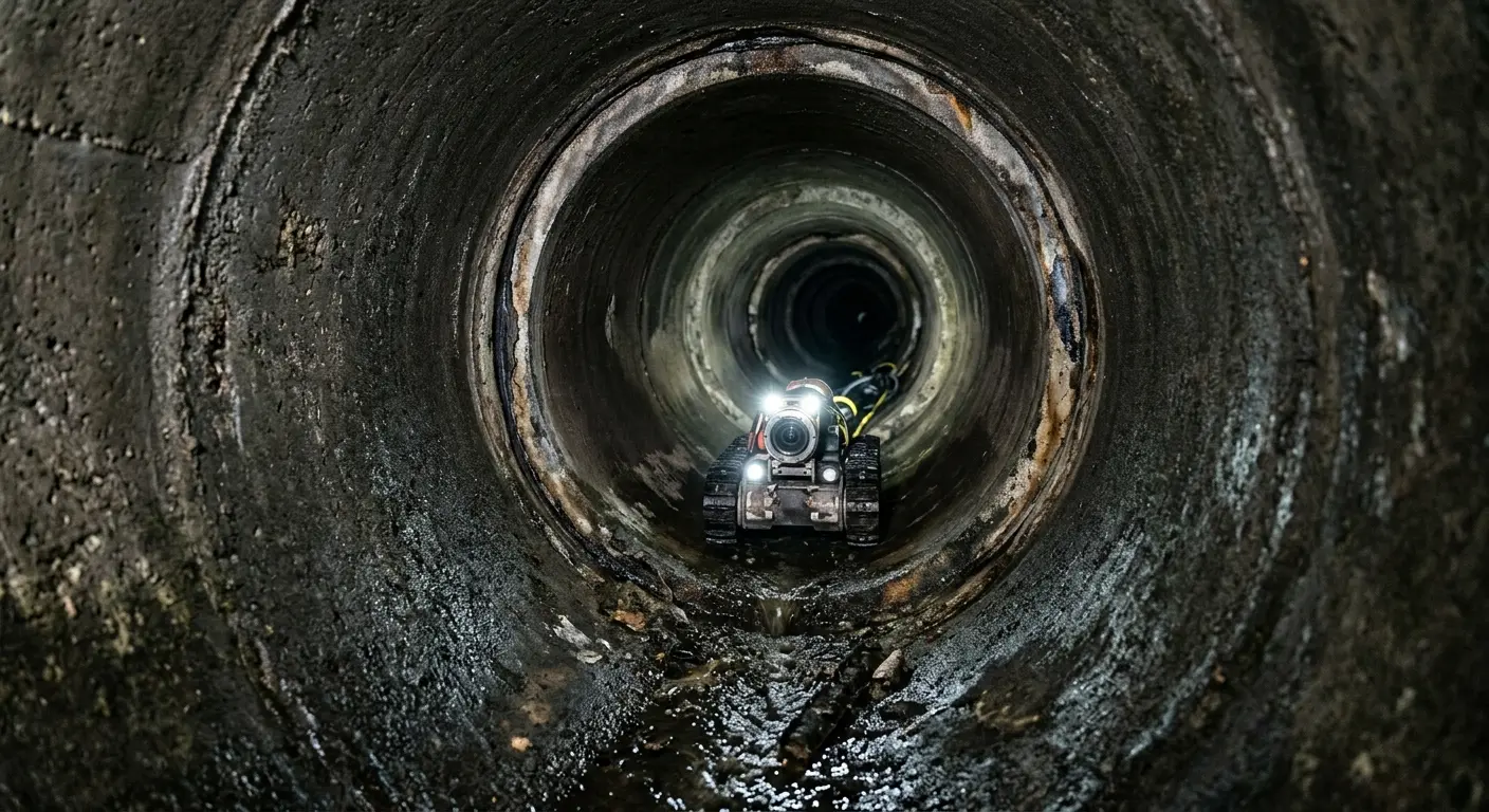 Robotic sewer camera inspecting pipe interior for Sewer Line Repair in Huron